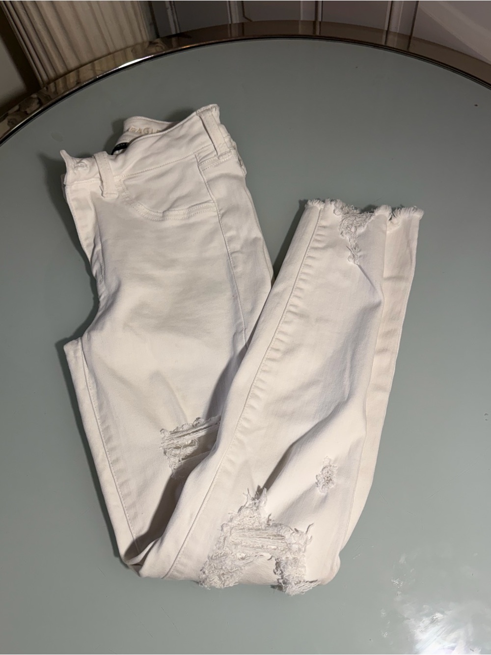 American Eagle Outfitters White Distressed Skinny Jeans - Women